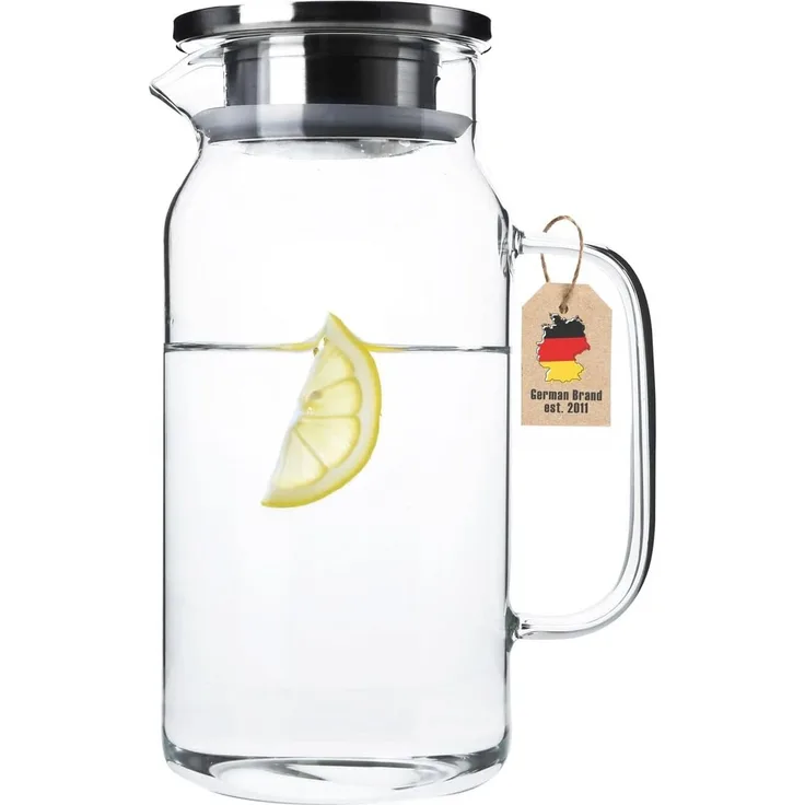 Intirilife Karaffe, (1x Krug), Glas Krug in KLAR - 1,2 Liter