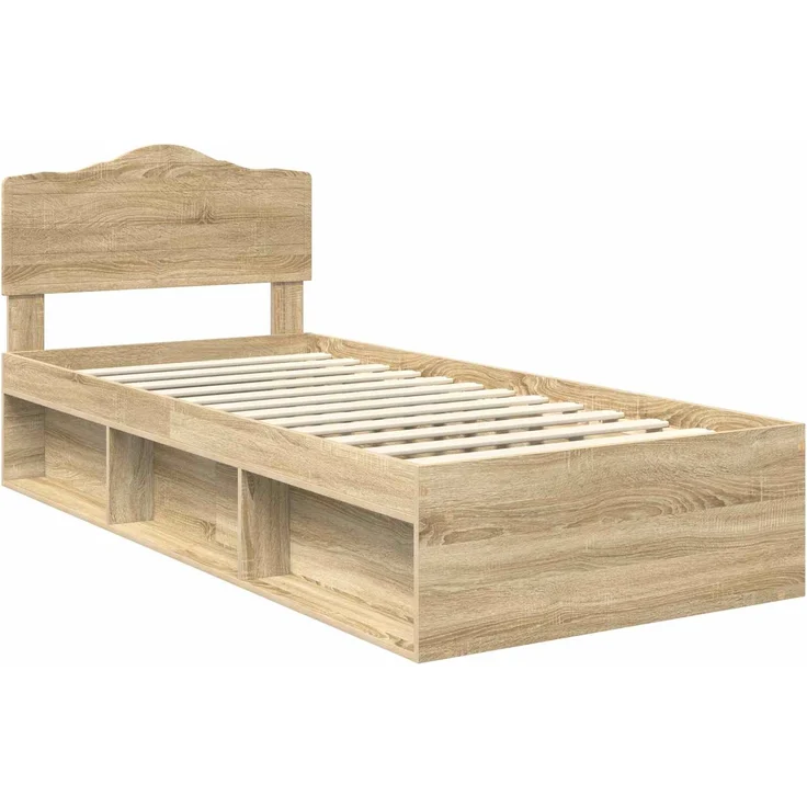 vidaXL Bettrahmen mit Kopfteil Sonoma 90 x 190 cm Massives Kiefernholz 3412954 – Bild 3