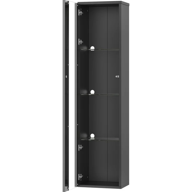 ZUBALIYA Vitrine, mit LED-Beleuchtung, mit App-Steuerung, mit Glasböden, wandmontierbar, H 170 × T 40 × B 29 cm, Schwarz, Spanplatte – Bild 14