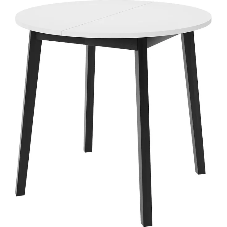 Runder Ausziehbarer Esstisch Dirko S (Farbe: Weiß/Schwarz)