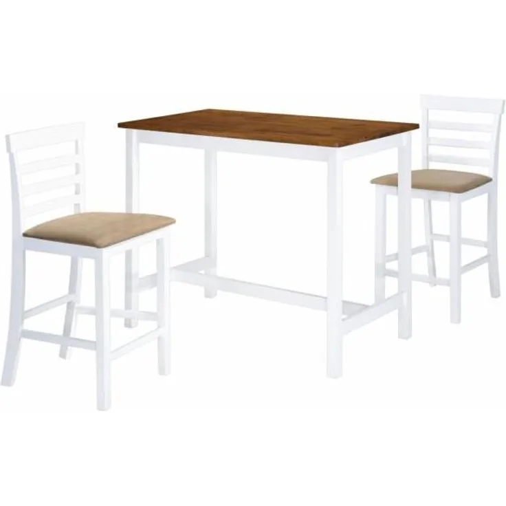vidaXL Bartisch mit Stühlen 3-tlg. Massivholz Braun und Weiß 275233