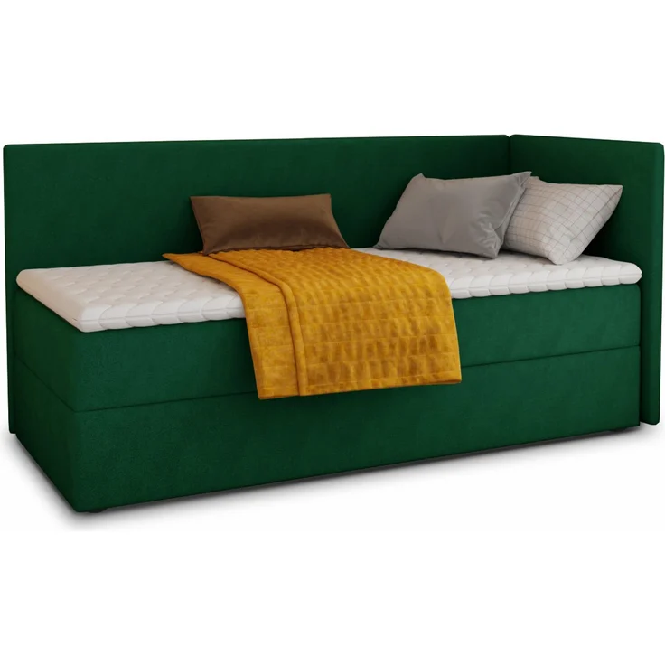 Boxspringbett Flame mit Bettkasten - Einzelbett mit Bonell-Matratze und Topper, Polsterbett, Universelle Bettseite, Bett, Schlafzimmer, Kinderzimmer (Grün (Kronos 19), 100 x 200 cm) – Bild 2