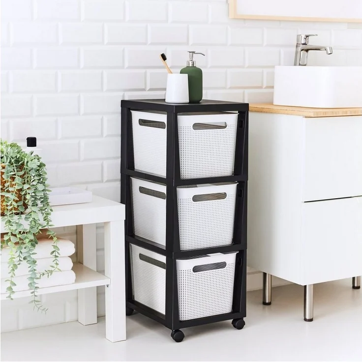 ROTHO Rollcontainer BRISEN Rollcontainer 3 x 16 l, (3 St) – Bild 2