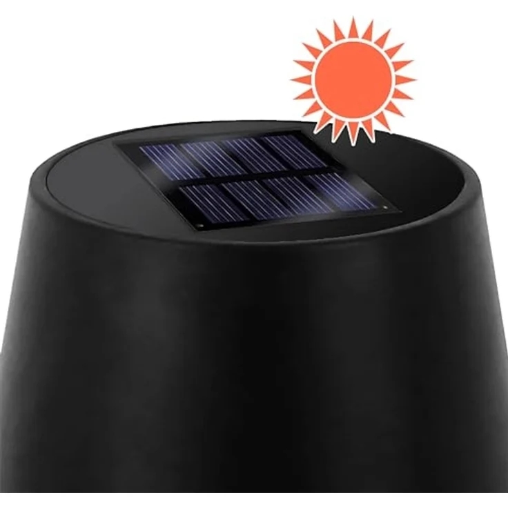 Spetebo LED Solarleuchte LED Solar Akku Touch Leuchte warm weiß - 26 x 11 cm, 3 Helligkeits Stufen / Dimmbar / Touch, LED fest integriert, warmweiß, Garten Kunststoff Tischlampe in schwarz – Bild 3