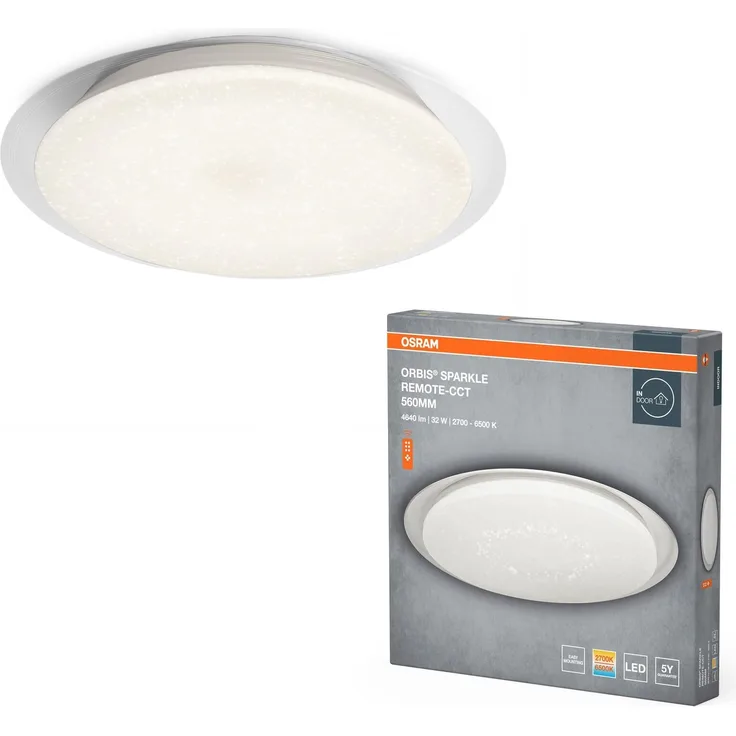 Osram Orbis Sparkle Glanzlicht-LED-Deckenleuchte mit Glanzlichteffekt, Wandleuchte 560mm, Anbauleuchte in Weiß aus Aluminium, IP20-Schutz, für dekorative Wohnbeleuchtung