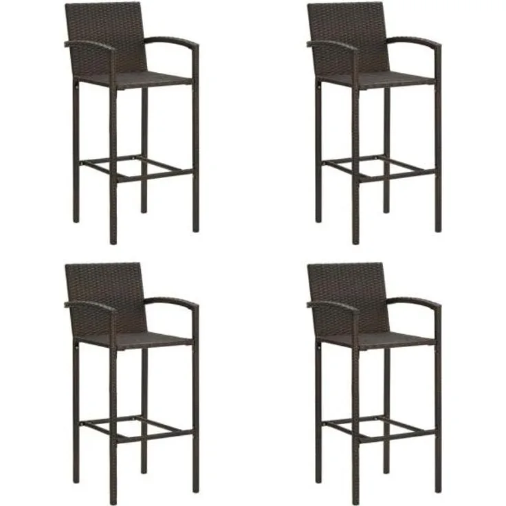vidaXL Barhocker 4 Stk. Braun Poly Rattan 313454