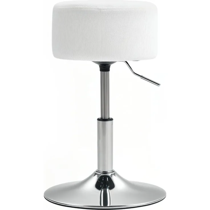 HOMCOM Barhocker mit Metallgestell, Cordoptik, Fußstütze (höhenverstellbar Küchenstuhl, 1 St, gepolstert 360° drehbar Barstuhl), für Küche, Wohnzimmer, Esszimmer Weiß