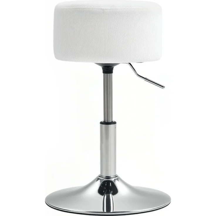 HOMCOM Barhocker mit Metallgestell, Cordoptik, Fußstütze (höhenverstellbar Küchenstuhl, 1 St, gepolstert 360° drehbar Barstuhl), für Küche, Wohnzimmer, Esszimmer Weiß – Bild 1