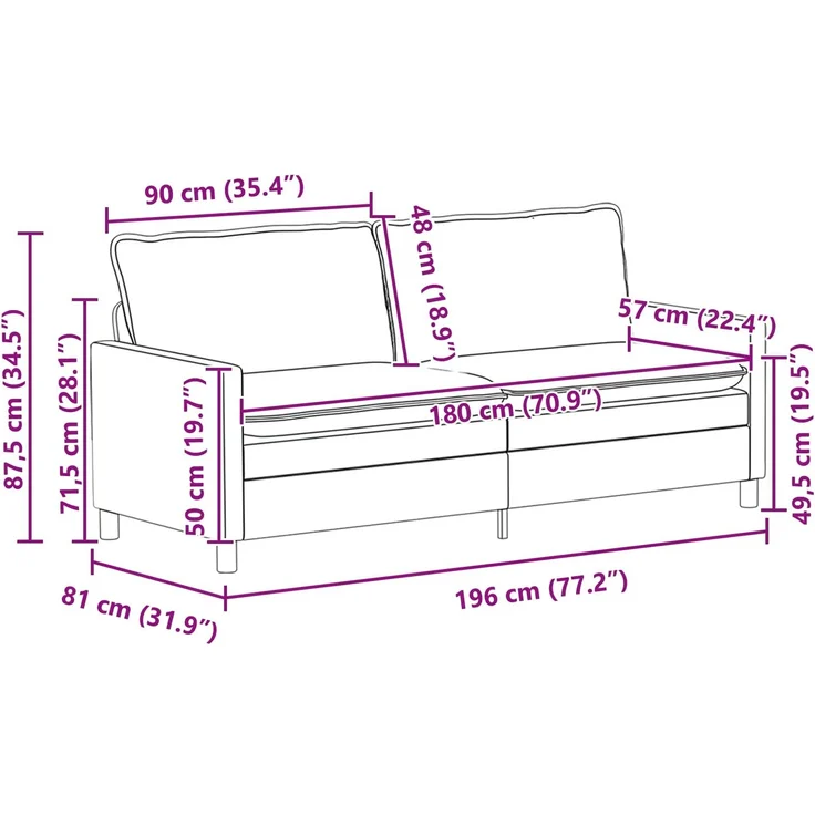 vidaXL Sofa Set 2 pcs Weinrot Samt 3417131 – Bild 8