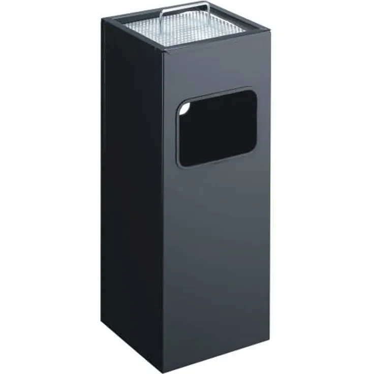 Durable Papierkorb Metall mit Ascher eckig 17+2l schwarz