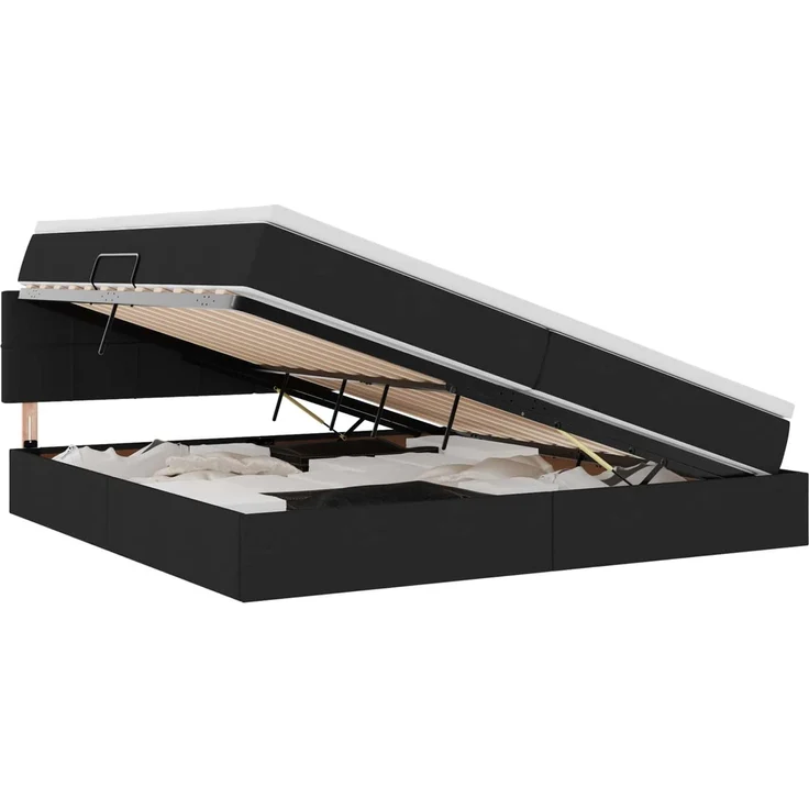 vidaXL LED-Speicherbett mit Matratze Schwarz 200 x 200 cm Stoff 3371168 – Bild 2