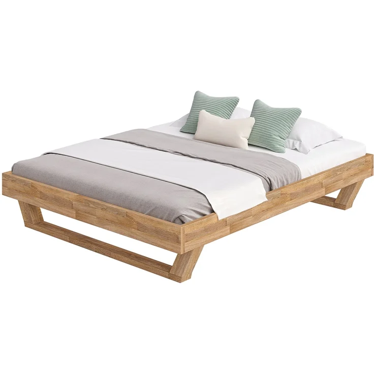 skølm 'Nornir' Bett 160x200 cm, Bettgestell, natur geölt, Massivholzbett aus Eiche mit Holzkufen, Doppelbett ohne Bettkopf – Bild 9