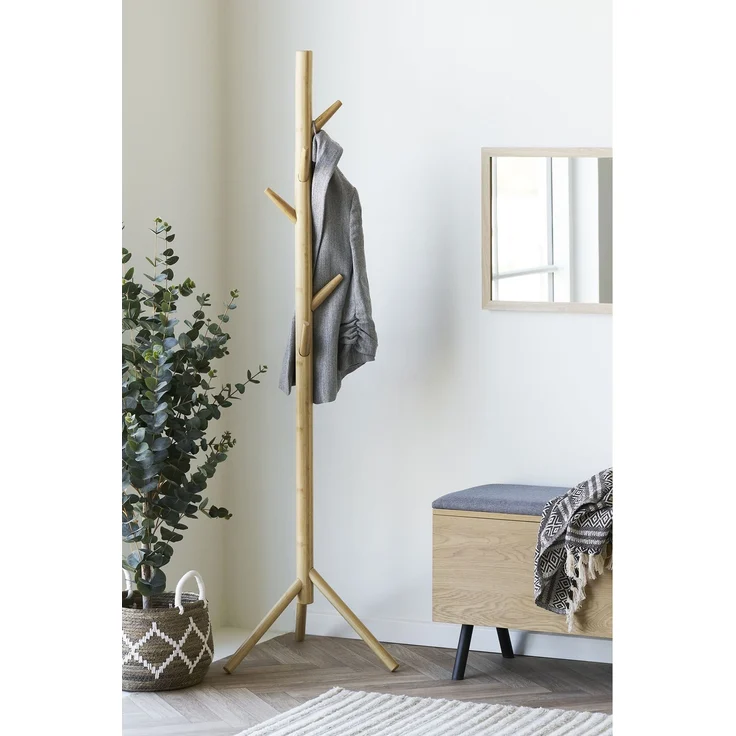Garderobenständer >Wanaka< in Bambus, Massivholz - 50x163x50cm (BxHxT) – Bild 2