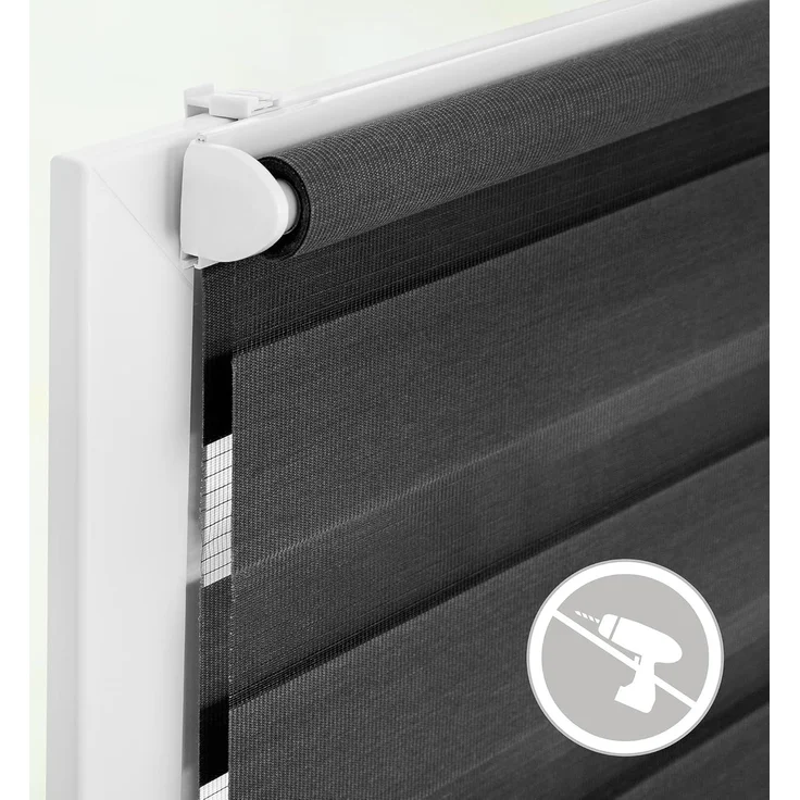 Lichtblick Sonnenschutzsysteme GmbH Doppelrollo Kopenhagen 70 cm x 220 cm (BxL) Anthrazit modernes Duo Rollo; Klemm- und schraubbar; Lichtdurchlässig und blickdicht – Bild 5