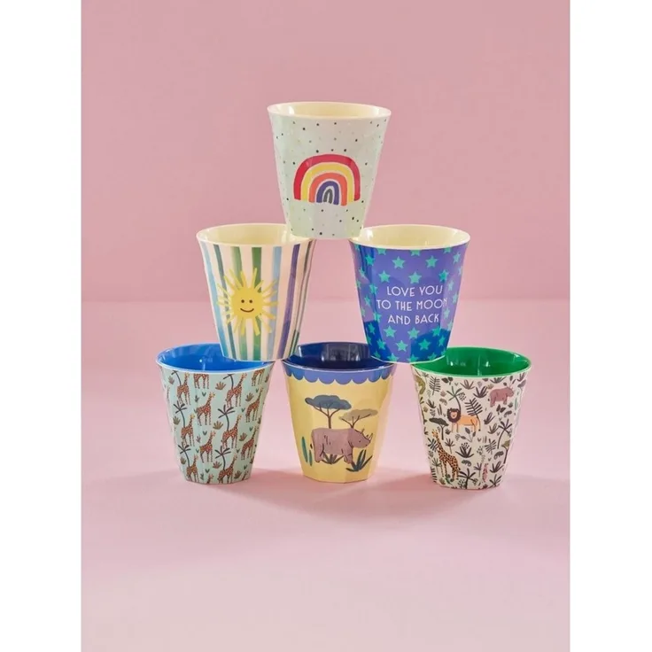 RICE A/S Aperitifglas Melamin Kinderbecher Set – 6-tlg, robust & farbenfroh 9 cm