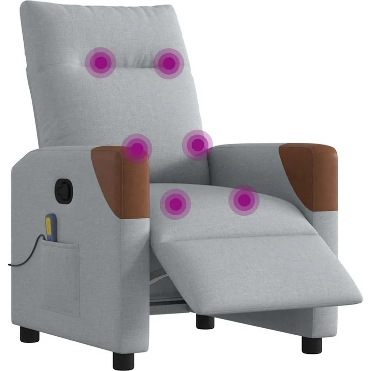 vidaXL Massagesessel Elektrisch Hellgrau Stoff 3323998 – Bild 2
