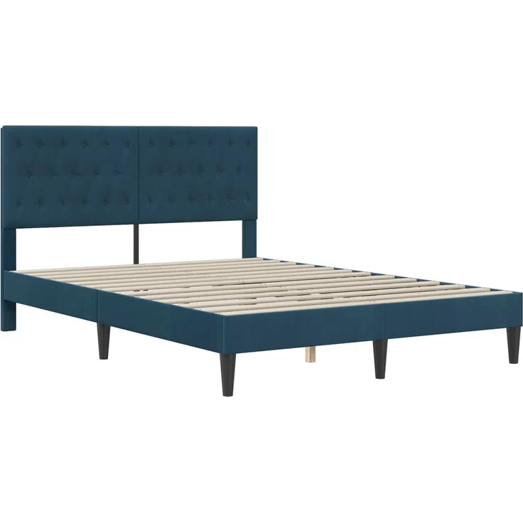vidaXL Bettrahmen mit Kopfteil Blau 140 x 190 cm Samt 42027666 – Bild 3