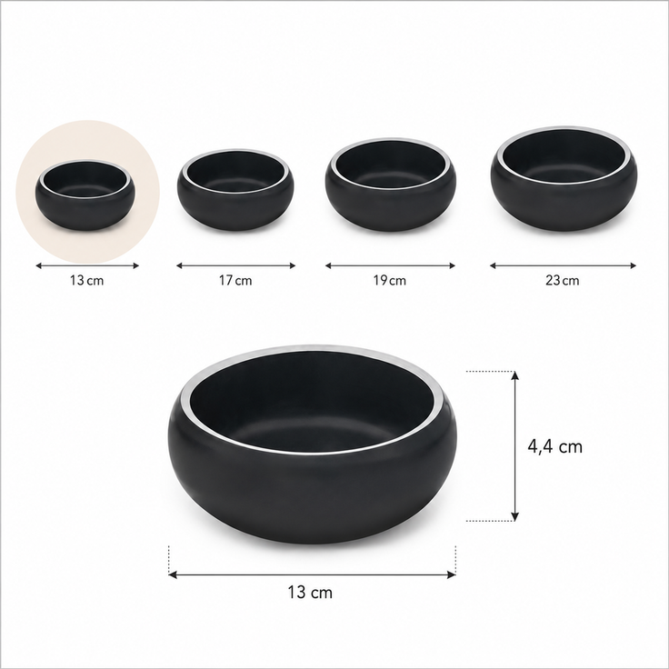 belviona Hundenapf Edelstahl, Futternapf & Wassernapf mit rutschfester Unterseite, robust & hygienisch, 13 cm Durchmesser, 360 ml, schwarz – Bild 4
