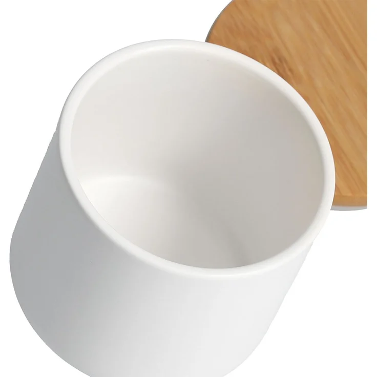 ZELLER 19829 Gewürzdose 290 ml Keramik, weiß mit Bambusdeckel, ca. Ø 8,7 x 8,5 cm – Bild 2