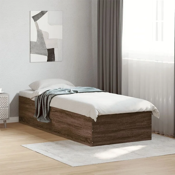 vidaXL Bettgestell ohne Matratze Braun Eiche 75x190 cm Holzwerkstoff 841992 – Bild 1