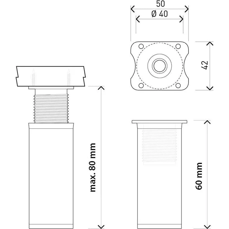 sossai® Möbelfuß Runde Schrankfüße, 4er & 8er Set, höhenverstellbar, (4-St), Design: Aluminium – Bild 6