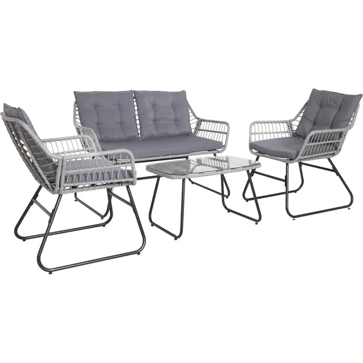 SVITA Gartenlounge-Set CAPRI, (Set, Tisch mit einem Stuhl und zwei Bänken), mit abnehmbarem Polster