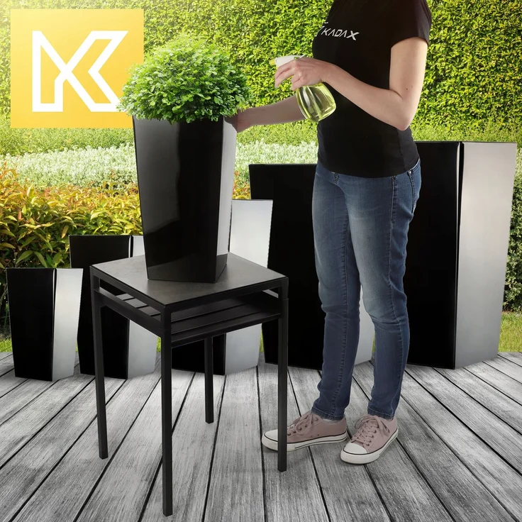 KADAX Blumentopf Blumentopf mit Einsatzabdeckung Blumenständer Hoch Garten Schwarz 24x24 cm – Bild 6