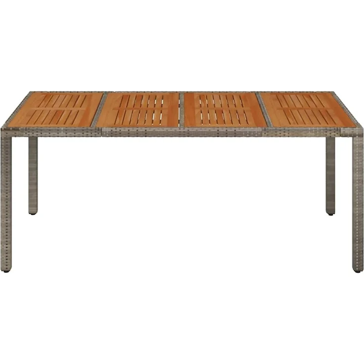 Gartentisch, Balkontisch mit Holzplatte Grau 190 x 90 x 75 cm Poly Rattan – Bild 3