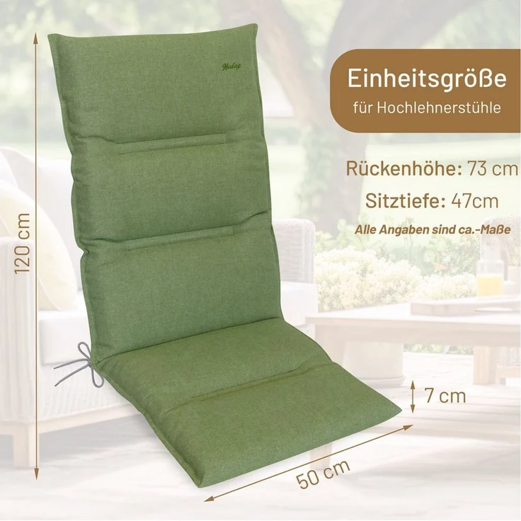 Herlag Hochlehnerauflage Greta, Green-Line Polsterauflage 120x50x7cm, Ressourcenschonende Materialien – Bild 2