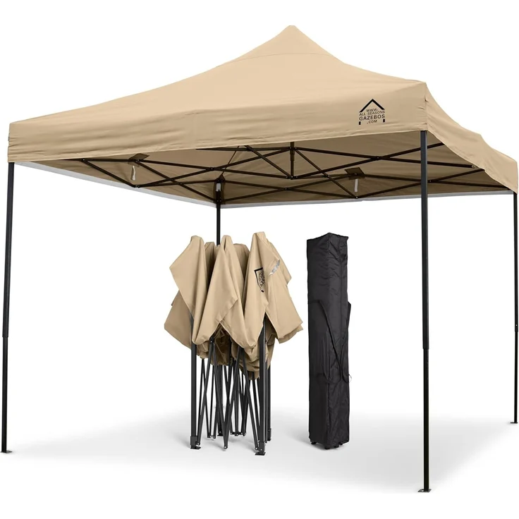 All Seasons Gazebos Strapazierfähiger Faltpavillon und Vorzelt, komplett wasserdicht, hochwertig, für einen sekundenschnellen Aufbau, 3x3 m erhältlich (Beige) – Bild 1
