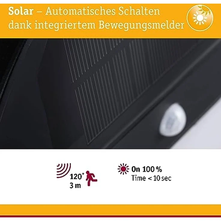 Paulmann No. 94265 Outdoor Solar Wandleuchte Helena mit Sensor 3000K IP44 – Bild 3