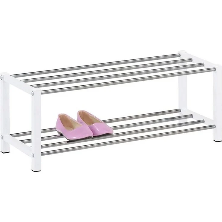 IDIMEX Schuhregal DUBLIN, Schuhständer mit 2 Ablagen, 90cm breit Schuhaufbewahrung Metall weiß – Bild 3