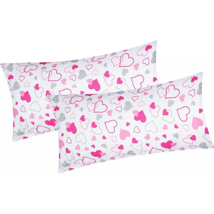 Heubergshop Kissenbezug, (2 Stück), 2er Set 40x80cm Kleine und große Herzen Baumwolle (KY-550/1-40x80) – Bild 3