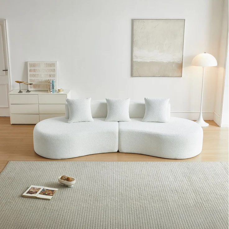 DESVIAE Sofa 3-Sitzer mit Kissen 277x68x103 cm Samtstoff Weiß – Bild 1