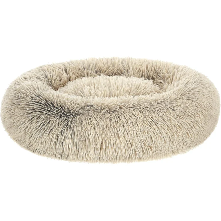Feandrea Hundebett flauschig, Katzenbett, Donut Kissen, waschbar, Polsterung in der Mitte herausnehmbar, Langer Plüsch, 70 cm Durchmesser, Ombré-Khaki PGW039S01