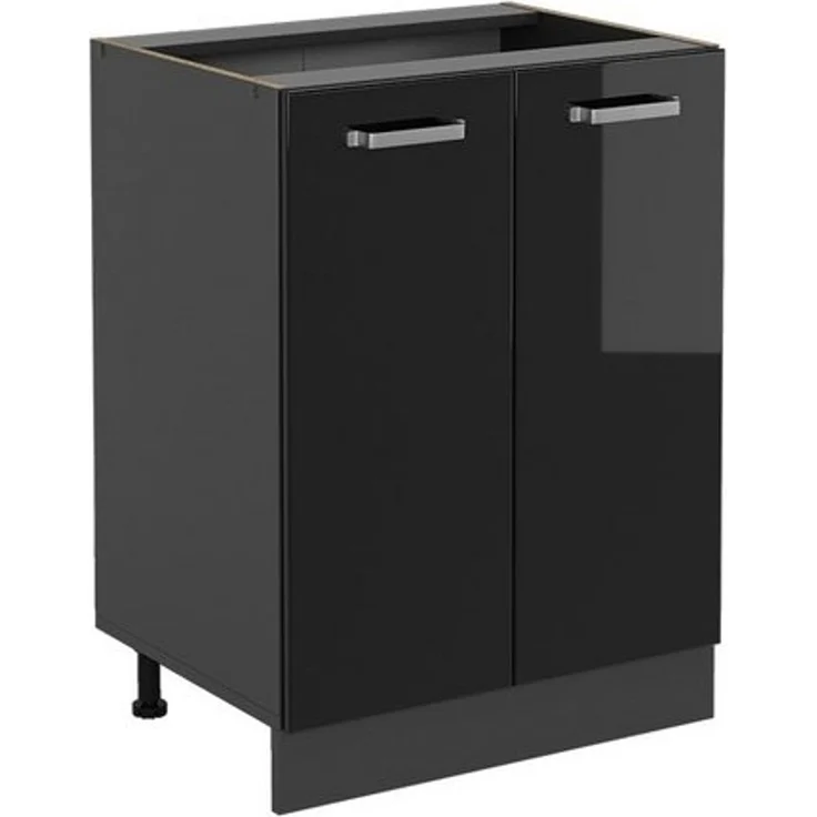 Küchenunterschrank R-Line Schwarz Hochglanz 60 cm ohne Arbeitsplatte Vicco – Bild 4