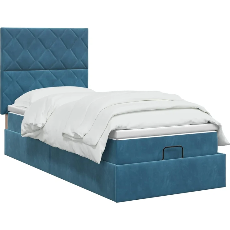 vidaXL Ottoman Bett mit Matratze Dunkelblau 80 x 200 cm Samt 3457759 – Bild 3