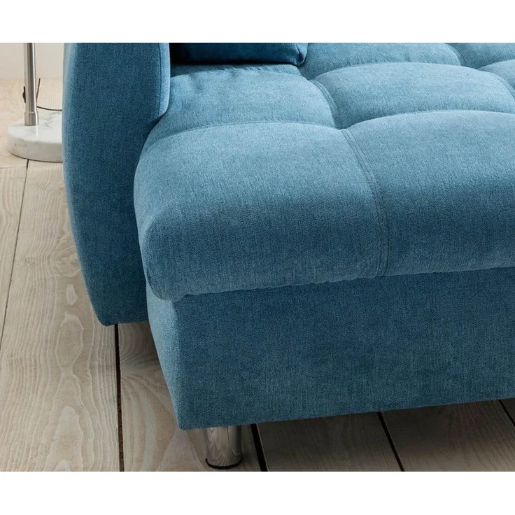 Ecksofa Schlafcouch Polsterecke L-Garnitur Wohnlandschaft Ottomane links in Blau – Bild 8