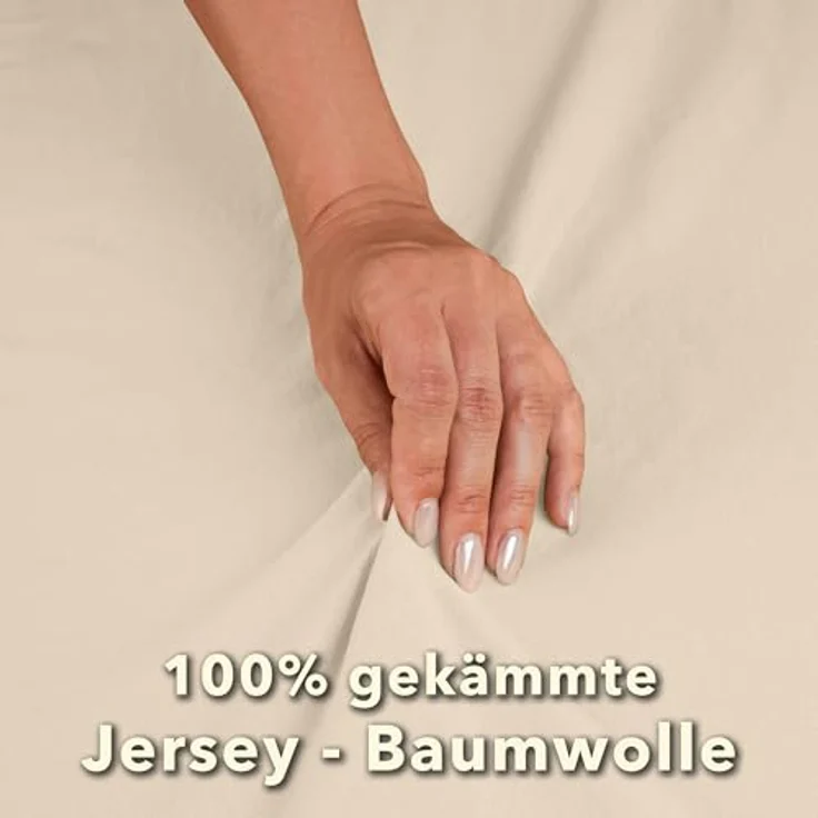 STUDIO Basic Topper Spannbettlaken 120x200 cm, 100% gekämmte Baumwolle, Oeko-TEX 100, Markenqualität, Bettlaken 120x200 Topperbezug Jersey - Creme – Bild 6