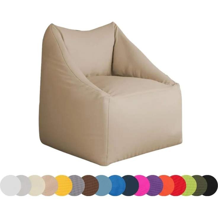 chilly pilley Sitzsack Sitzkissen Wasserdicht Bodenkissen Sessel Gartenkissen Kissen Lounge mit Rückenlehne Sitz (Beige)