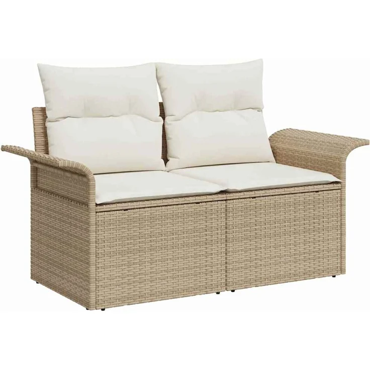 vidaXL Gartensofa-set mit Kissen 4 pcs Beige und Creme Poly-Rattan 3358850 – Bild 4