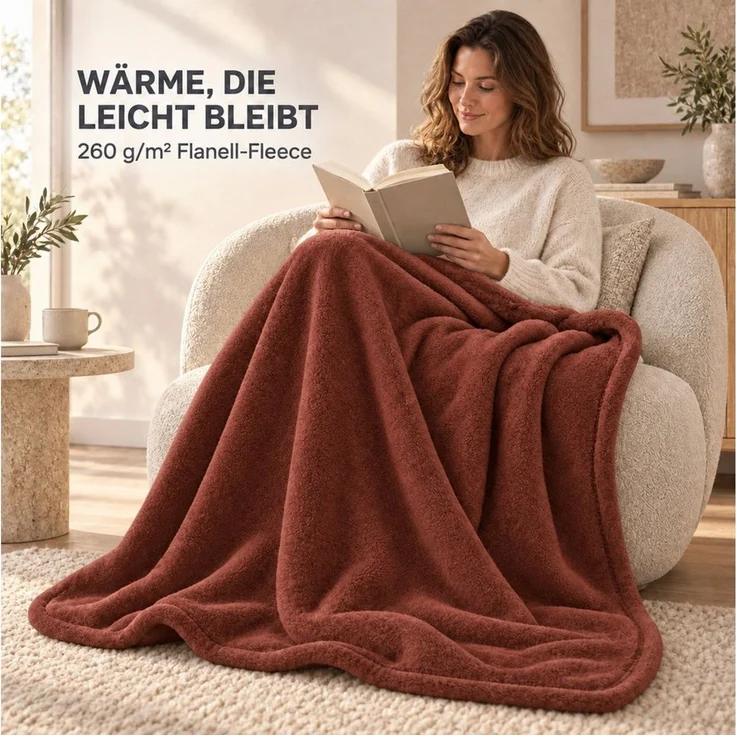 Wohndecke Kuscheldecke 260 g/m², flauschige Wohndecke, Fleecedecke, Oeko-Tex, Komfortec – Bild 4