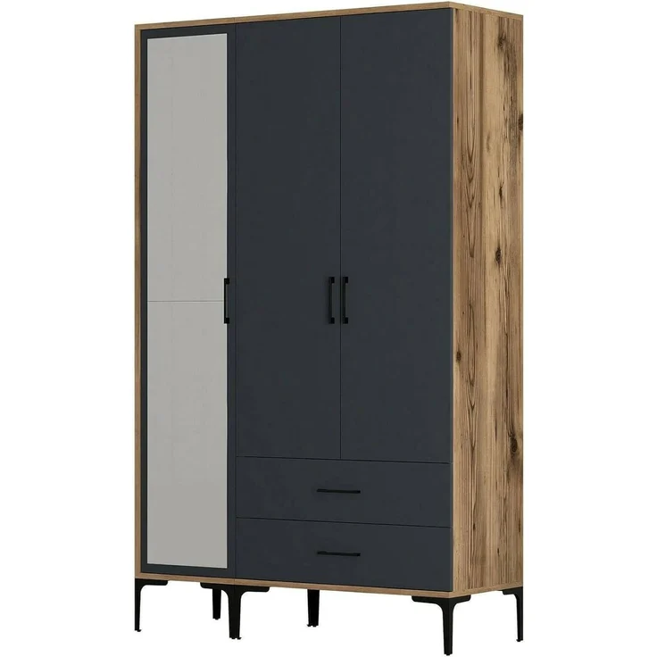 Dmora Kleiderschrank 3 Türen Shaula 120x47,5 cm Braun – Bild 2
