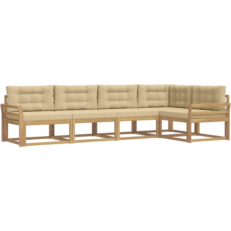 vidaXL Outdoor-Sofagarnitur 5 stk. 5-Sitzer Weiß und Beige 3386447 – Bild 2