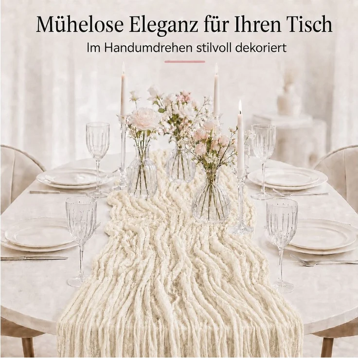 JASLIFE Tischläufer Käsetuch Gaze im boho deko herbst tischläufer (10-tlg, 55 x 300 cm, 90 x 300 cm), Natürliche Faltenstruktur, weich fallend, vielseitig dekorierbar – Bild 3