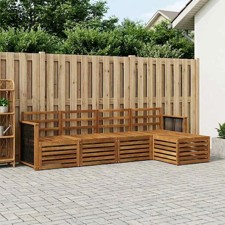 vidaXL Outdoor-Sofagarnitur 5 stk. 5-Sitzer Natur Massivholz Akazie 3384230