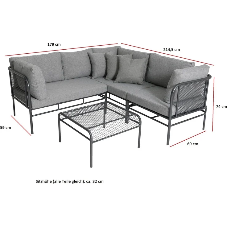 Greemotion 'Toulouse' Lounge-Set 2-teilig, hellgrau / anthrazit 180/210 x 42 x 70 cm – Bild 3