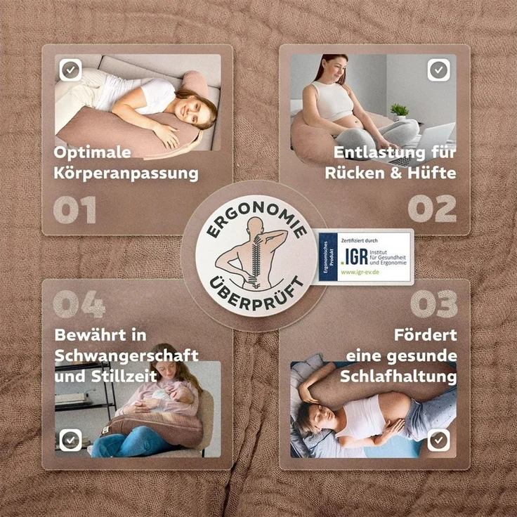 SEI Design Stillkissen Seitenschläferkissen XXL Babynest - Baby Erstausstattung Neugeborene, Schwangerschaftskissen mit Bezug, Schwangerschaftskissen mit Bezug, Bezug 100% Baumwolle – Bild 3