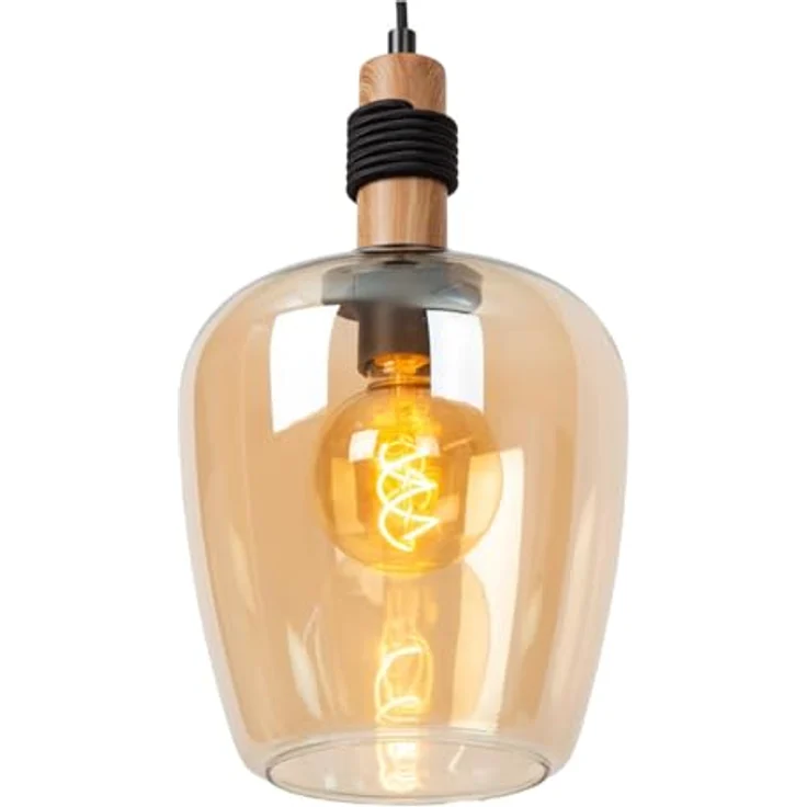 LUCIDE ILONA Pendelleuchte, Ø 22 cm, 1xE27, Amber, höhenverstellbar, dimmbar, hochwertiges Glas – Bild 5