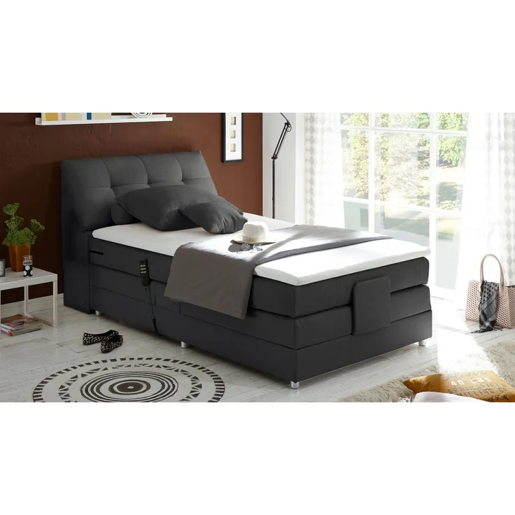 'CONCORD 2' Boxspringbett, anthrazit, 120x200 cm